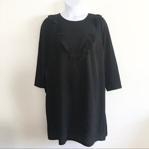 Eloquii🍍 Black Long Sleeve Ruffle Shift Dress